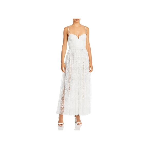 SAU LEE Dresses & Skirts - SAU LEE Womens White Spaghetti Strap Midi Evening Fit + Flare Dress 6